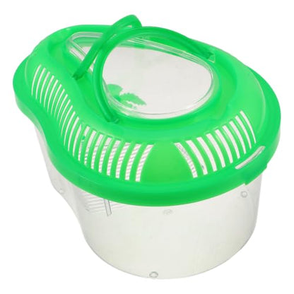 FOMIYES Portable Reptile Breeding Box Featuring Lockable Lid and Built-in Sunbathing Platform, Green Plastic Pet Transport Box for Snakes and Small Pets, for Outdoor Use and Transportation