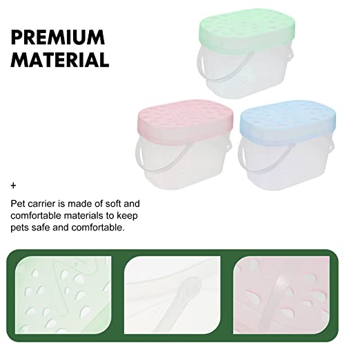 3Pcs Travel Turtle Carrier Portable Turtle Tank Terrarium Habitat Case Hamster Travel Cage Plastic Reptile Habitat Container Small Animal Carriers (Random Color)
