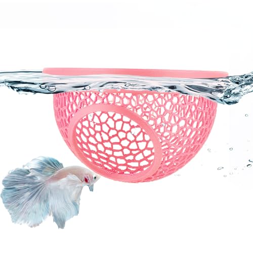 Pink Floating Betta Hide & Shrimp Cave – 3D Printed Aquarium Hammock, Feeding Ring & Resting Spot for Betta Fish, Shrimp & Small Fish (Eco-Safe PLA) - color: Pink