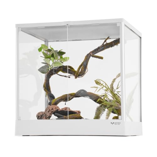 Reptile Glass Terrarium 24"x18"x24" 45 Gallon Knock-Down Dual-Locking Security Mesh Ventilation Durable Aluminum Frame Modern Design - size: 24x18x24"