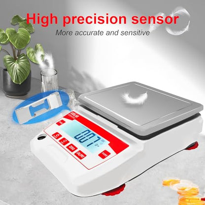 Lab Scale 2200g x 0.01g High Precision Electronic Analytical Balance 0.01g Accuracy Laboratory Balance Digtal Scale Gram Scale Jewelry Scale with 500g Calibration Weight - size: 2200g0.01g