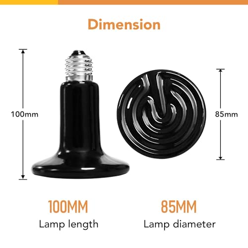 Simple Deluxe 100W 2-Pack Ceramic Heat Emitter Reptile Heat Lamp Bulb No Light Emitting Brooder Coop Heater for Amphibian Pet & Incubating Chicken - size: 100 Watts, style: 2 Pack