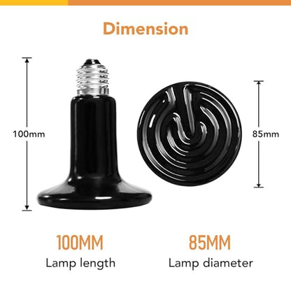 Simple Deluxe 100W 2-Pack Ceramic Heat Emitter Reptile Heat Lamp Bulb No Light Emitting Brooder Coop Heater for Amphibian Pet & Incubating Chicken - size: 100 Watts, style: 2 Pack