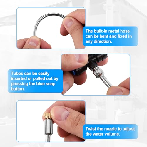 20 Pack 5.9 Inch Flexible Mister Nozzle Extensions Brass Mist Rod 10/24 UNC | Bendable Extended Pole for High Pressure Mist Nozzles, Misting System Nozzle Extension - color: 20 Packs