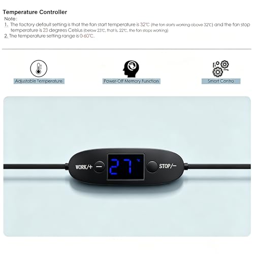 5V USB Digital Temperature Controller | 0-60°C Thermostat Magnetic Probe | 2A 10W Adjustable Thermostat Socket with Magnetic Probe, for USB Fan, Reptile, Aquarium, Greenhouse & AV Cabinet Ventilation