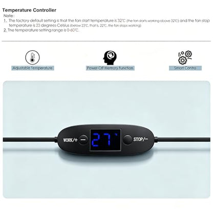 5V USB Digital Temperature Controller | 0-60°C Thermostat Magnetic Probe | 2A 10W Adjustable Thermostat Socket with Magnetic Probe, for USB Fan, Reptile, Aquarium, Greenhouse & AV Cabinet Ventilation