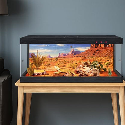 ROYXEN Reptile Enclosure,82 Gallons Reptile Tank with Wooden Top and Lockable Design,Tempered Glass Bearded Dragon Tank for Lizard Gecko Habitat (Black,48" Length) - color: Black, size: 82 Gallons,48" Length