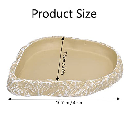 Yosoo Reptile Food Bowl Resin Feeding Plate for Small Pets Turtles Lizards Frogs Geckos Flat Bottom Design Easy to Clean Aquarium Decor