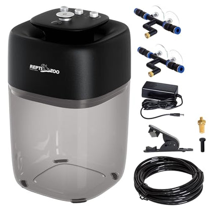 REPTI ZOO 10L Reptile Mister Fogger Mister for Reptile Tank Reptile Misting System Extremely High-Pressure Silent Pump Reptile Humidifier Terrarium Mister with 2PCS Nozzles for Reptiles/Amphibians