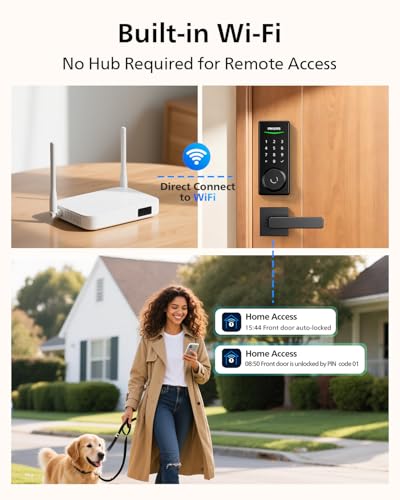 Philips Wi-Fi Smart Door Lock, Fingerprint Door Lock | APP Remote Unlock, Alexa Google Voice, 100 User Codes, Anti-Peep, Backlit Touchscreen, Waterproof, Includes 8 Batteries - color: Matte Black