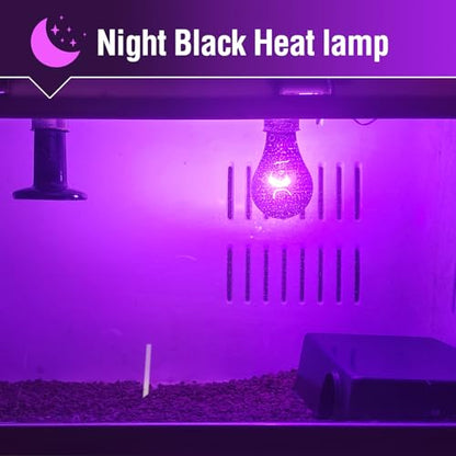 Leoterra Purple Moonlight Night Heat Lamp 2PACK 50W 10-20 Gallons Tank Use Heat Bulb for Lizard Bearded Dragon Leopard Snake Turtle,Easy to Install 2000+ Hours, Fits E26 110v - style: 50w