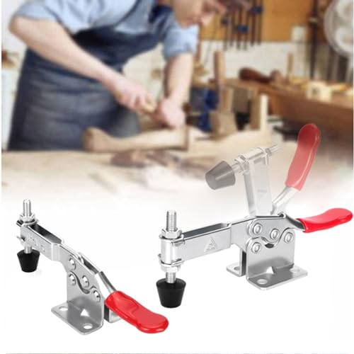 10 Pack Toggle Clamps, Hold Down Clamp 220Lbs Holding Capacity Quick Release Horizontal Clamps with Rubber Pressure Tip for Woodworking Jigs and Fixtures, Welding, Drill Press, Crosscut Sled - size: 10Pack-201B