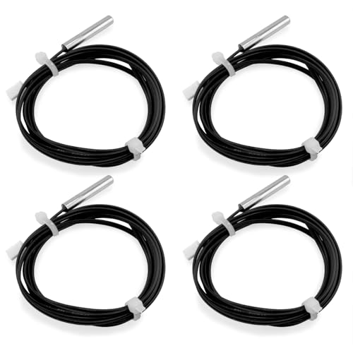 4pcs NTC 10K 3950 Thermistor 1 M, 10K Thermistor Temperature Sensor Probe, Stainless Steel 3950 NTC 10K Temp Sensor Probe use for Water Dispenser/Refrigerators/Freezers,etc. - style: 4pcs NTC 10K 3950 Thermistor 1 Meter