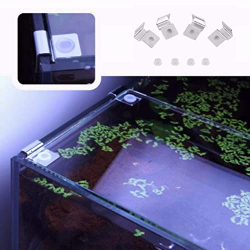 Pssopp 4Pcs Fish Glass Cover Clip, Stainless Steel Aquarium Glass Cover Support Bracket Holders Universal Lid Clips for Rimless Aquarium(6mm) - color: 6mm