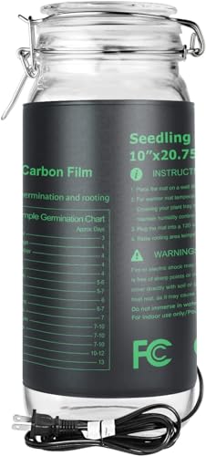 iPower Seeding Heat Mat with Thermostat Temperature Adjustable Knob, Durable Warm Hydroponic Plant Germination Starting Pad - size: 10" x 20.75", style: with Adjustable Knob