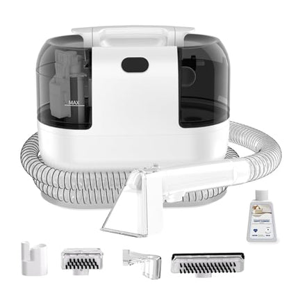 PUREBEAR Portable HandHeld Carpet Cleaner Machine, Spot Cleaner | 18Kpa Suction Power| Shampooer| Dual Tank| Upholstery| Couch, Car Seat, Rug, Mattress| 2 Cleaning Heads| Self Cleaning