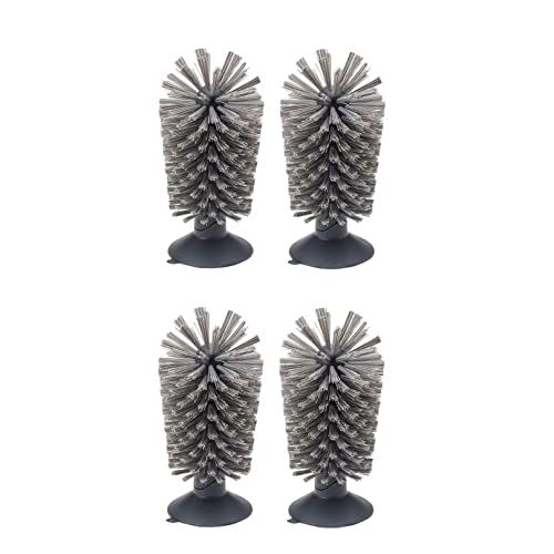 4PCS Glass Cleaning Brush with Suction Cup, Kitchen Bottle and Wine Cup Cleaner, Stable Washing for Cups, Mugs, Decanters and Jugs, Gray - color: Gray, size: 4PCS
