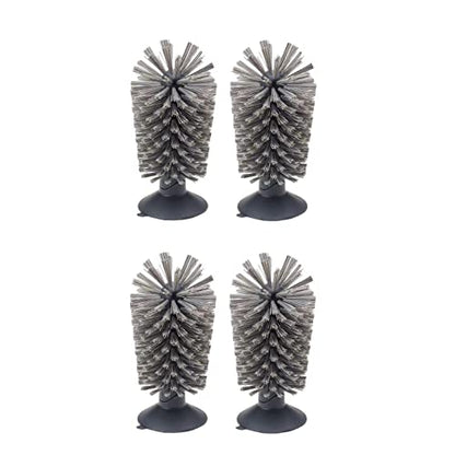 4PCS Glass Cleaning Brush with Suction Cup, Kitchen Bottle and Wine Cup Cleaner, Stable Washing for Cups, Mugs, Decanters and Jugs, Gray - color: Gray, size: 4PCS