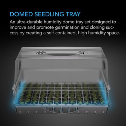 AC Infinity Humidity Dome, Heavy-Duty Germination Kit with Large Glossy Finish Clear Dome, Sturdy Drip Tray, and 6x12 Cell Seedling Tray, for Seed Starting, Propagation, Cloning Plants | Sturdy Drip Tray, 6x12 Cell Seedling Tray, Vented Height Extension P