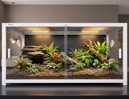 120 Gallon Reptile Tank, 4x2x2 Reptile Enclosure Front Sliding Door | Stackable ventilation 120 Gallon Bearded Dragon Tank anti-escape locks and no-fingerprint handles maximizes UVB transmissionn - color: White, size: 120 Gallon