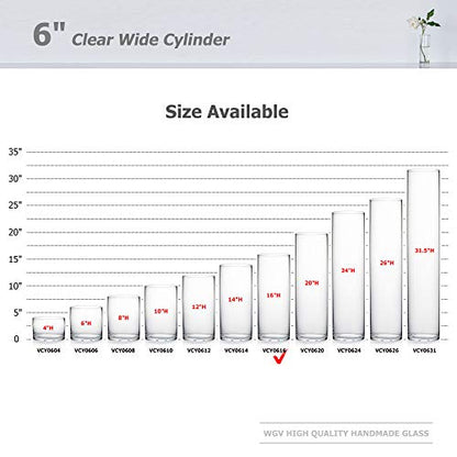 WGV Cylinder Vase, Width 6", Height 16", Clear Glass Container Terrarium Candle Holder for Wedding Centerpiece, Party Event, Home Office Decor, 1 Piece - size: 6"x16"H