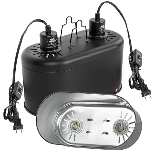 Dual Reptile Light Fixture with Separate Switches, 11.2in Double Dome Light Fixtures for Reptile Heat Lamp, Max 150W, Terrarium Habitat UVB Light Fixture for Reptiles Amphibians