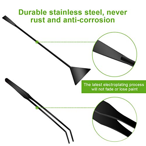 Catcan 4 in 1 Quarium Aquascape Tools Kits, Fish Tank Plant Tools Tweezers | Anti-Rust Stainless Steel, Aquatic Plant Aquascaping Tweezers, Scissors, Spatula for Aquarium Tank Cleaning - color: Black