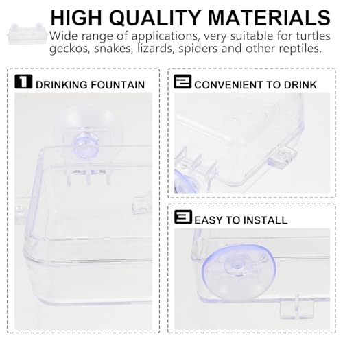 KALLORY Escape-Proof Suction Cup Reptile Feeder Bowl, Anti-Escape Lizard Feeding Basin with Water Dish for Geckos and Small Reptiles in Terrariums