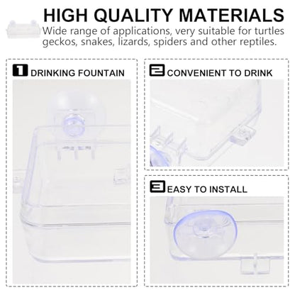KALLORY Escape-Proof Suction Cup Reptile Feeder Bowl, Anti-Escape Lizard Feeding Basin with Water Dish for Geckos and Small Reptiles in Terrariums