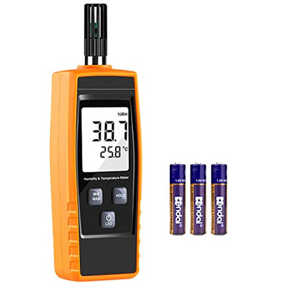 Handheld Humidity Meter, Digital Hygrometer Thermometer 0~100% RH/ -30~60°C (-22~140°F) LCD Display Backlight Moisture Tester Gauge for Outdoor, Home, Industry, Agriculture HVAC - Battery Included