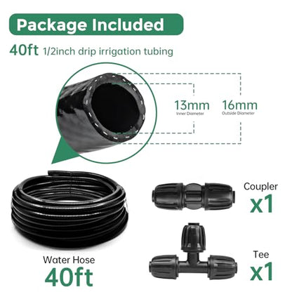 Maotong 40 FT 1/2 inch Drip Irrigation Tubing Main Line Hose Tube for Garden Irrigation System - size: 40FT 1/2" Main Tubing