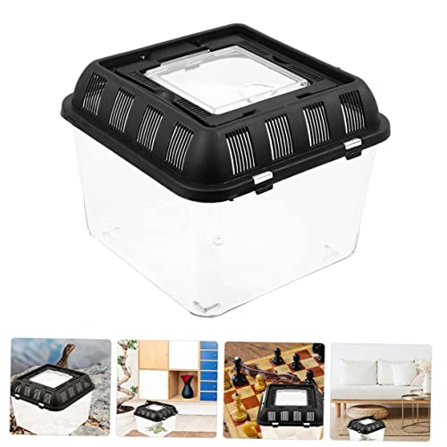 Yardwe Reptile Breeding Box Handle 3L Tortoise Transport Case Climbing PET Feeding Container for Reptiles Escape Design for Gecko and Spider