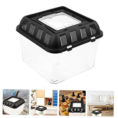 Yardwe Reptile Breeding Box Handle 3L Tortoise Transport Case Climbing PET Feeding Container for Reptiles Escape Design for Gecko and Spider
