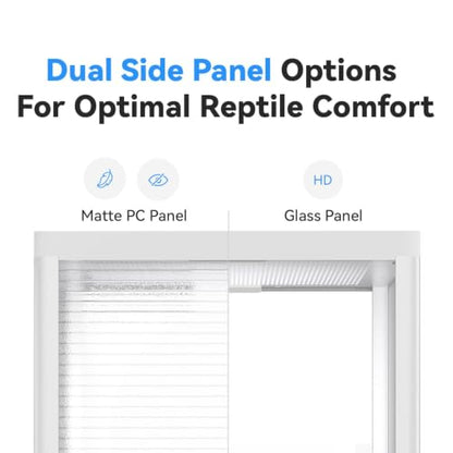 Reptile Glass Terrarium 24"x18"x24" 45 Gallon Knock-Down Dual-Locking Security Mesh Ventilation Durable Aluminum Frame Modern Design - size: 24x18x24"