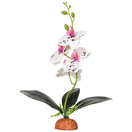 Spotted Fake Orchids, Reptile Terrarium Habitat Décor | for Gecko Snake Ball Python Lizard Terrarium Décor - color: Spotted