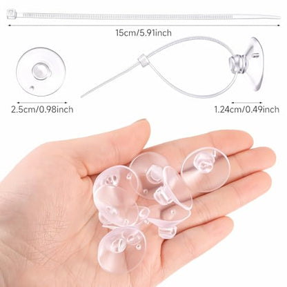 JJUNW 30Pcs Aquarium Suction Cups, Mini Suction Cups with 40 Pcs Zip Ties Clear Fish Tank Suction-Cups- Without Hooks for Aquarium Fish Tank Decoration Moss Shrimp Nest Reptile Hammocks