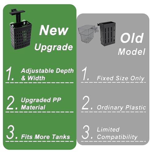 Adjustable Aquarium Plant Holder, Top Hanging Design Fish Tank Plant Holder | 2 Pack Upgraded Aquarium Plant Holders, Adjustable Width Height, Fits Tank Edges up to 2.3 in, for Aquaponics Aquascaping
