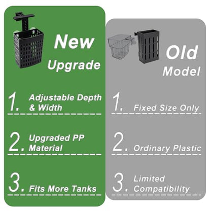 Adjustable Aquarium Plant Holder, Top Hanging Design Fish Tank Plant Holder | 2 Pack Upgraded Aquarium Plant Holders, Adjustable Width Height, Fits Tank Edges up to 2.3 in, for Aquaponics Aquascaping
