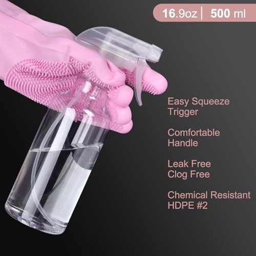 LANBEAUTIFY Plastic Spray Bottles - Empty Spray Bottles for Cleaning,16.9oz/2Pack,Mist/Stream Spray Bottle for Plants, Pet, Hair - (Clear, 16.9oz)