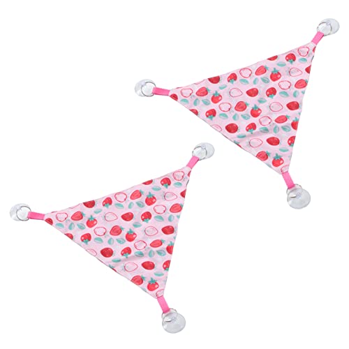 Zerodis Reptile Hanging Bed, Bearded Dragon Strawberry Hammock Hanging Lounger with Adhesive Suction Cup for Climbing Guinea Pig Hamster Lizard 2pcs - size: Pink strawberry size M