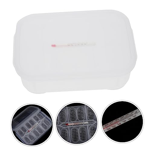 Reptile Hatching Box with Compartments Transparent Design for Easy Visibility Lightweight Incubation Tray for Lizards Snakes and Eggs Includes Temperature Gauge