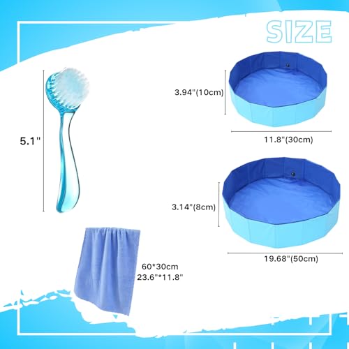 Bearded Dragons Foldable Bathtub with Soft Brush and Towel Set Reptile Accessories Swimming Pool Relax Cleaning Set for Small Pets Guniea Pig Turtle Hedgehog (11.8x3.93In) - color: 11.8x3.93in
