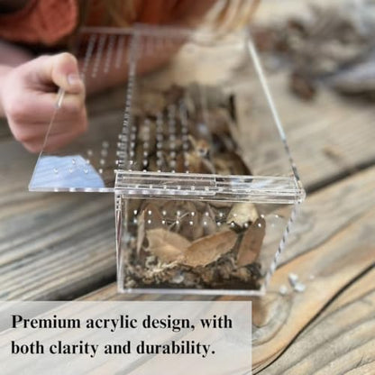 THE MASONRY | Isopod Terrarium Starter Kit | Roly Poly Farm Kit with Acrylic Terrarium and Container Accessories Including Leaf Litter Substrate, Soil Base, Moss, Calcium | Bug Terrarium Kit