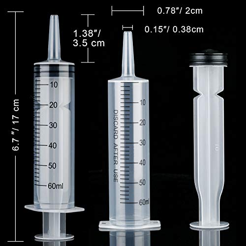 Boao 10 Pack Plastic Syringe Liquid Measuring Syringes Without Needle for Epoxy Resin, Craft, Scientific Labs, Feeding Pets Animals, Oil or Glue Applicator (60 ML) - size: 60 ML