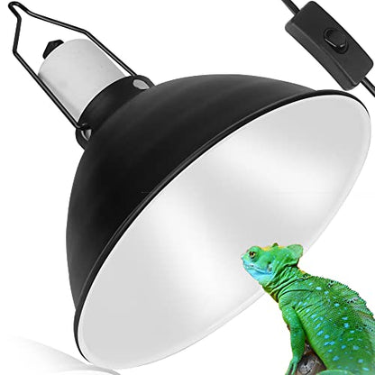 Reptile Reflector Dome Lamp Fixture, 8.5 inch Deep Polished Aluminum UVB Light Fixture for Reptile Glass Terrariums fit UVB UVA Bulb, Basking Heat Bulb, Ceramic Heat Emitter - size: 8.5 inch
