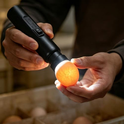 Bright Cool LED Light Egg Candler Tester Candler Candling Lamp, Egg Candler LED Light for Monitoring Eggs Development with 2 Soft Rubber (Battery Box)