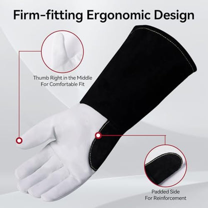 ARCCAPTAIN Soft Goat Grain TIG Welding Gloves with High Dexterity, 4-Inch Extended Cuff, Comfortable TIG Gloves with Reinforced Seams, XL - size: X-Large