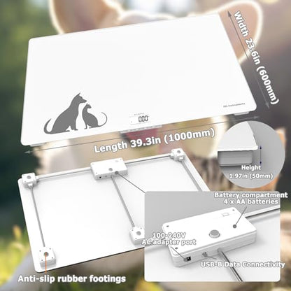 Digital Weighing Scale for Large Dogs Cats, Vet Scale, Scale for Animals Pets, 400lb x 0.1lb, Veterinary Scale, Extra Large 39 x 23 in, for Labrador Golden Retriever German Shepherd, Tempered Glass