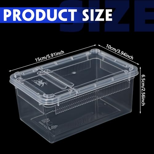 Irenare 8 Pcs Reptile Breeding Box Plastic Spider Terrarium Tarantula Feeding Box for Bearded Dragon Lizard Spider Gecko Scorpion(Vent Strips,Clear,5.9 x 3.9 x 2.5 Inch) - color: Clear, size: 5.9 x 3.9 x 2.5 Inch, style: Vent Strips