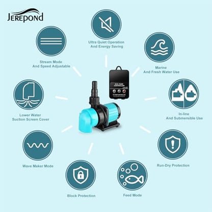 400GPH Aquarium Return pump with LCD display controller, 15W DC 24V aquarium pump for saltwater freshwater aquarium,fish tank,sump,20 speeds ECO Quiet Submersible and inline pump - style: 400GPH,15W